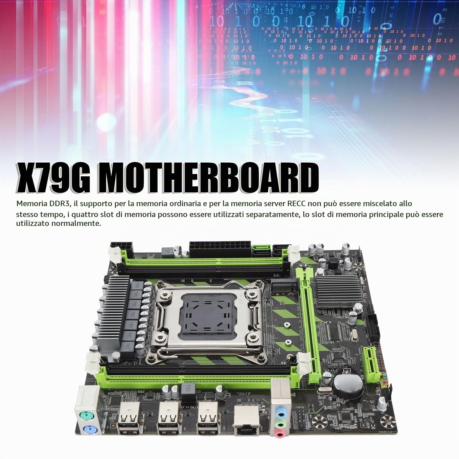 Bewinner Scheda Madre Desktop LGA 2011 DDR3, Scheda Madre X79 ATX da 128 GB, 6xUSB2.0 2xSATA2.0 1xSATA3.0, PCIEx16, PCIE M.2, Scheda Madre Computer LGA 2011 X79