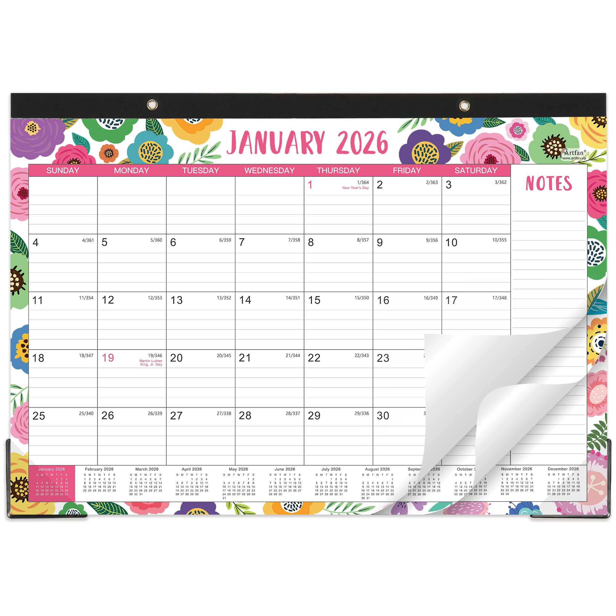 2026 Desk Calendar - JAN 2026 - DEC 2026, Large Desk Calendar 2026, 17" x 12", 2026 Calendar 12 Month, Desk Pad, To-do List & Notes, Corner Protectors, Office Supplies Desk/Wall Calendar for Planning
