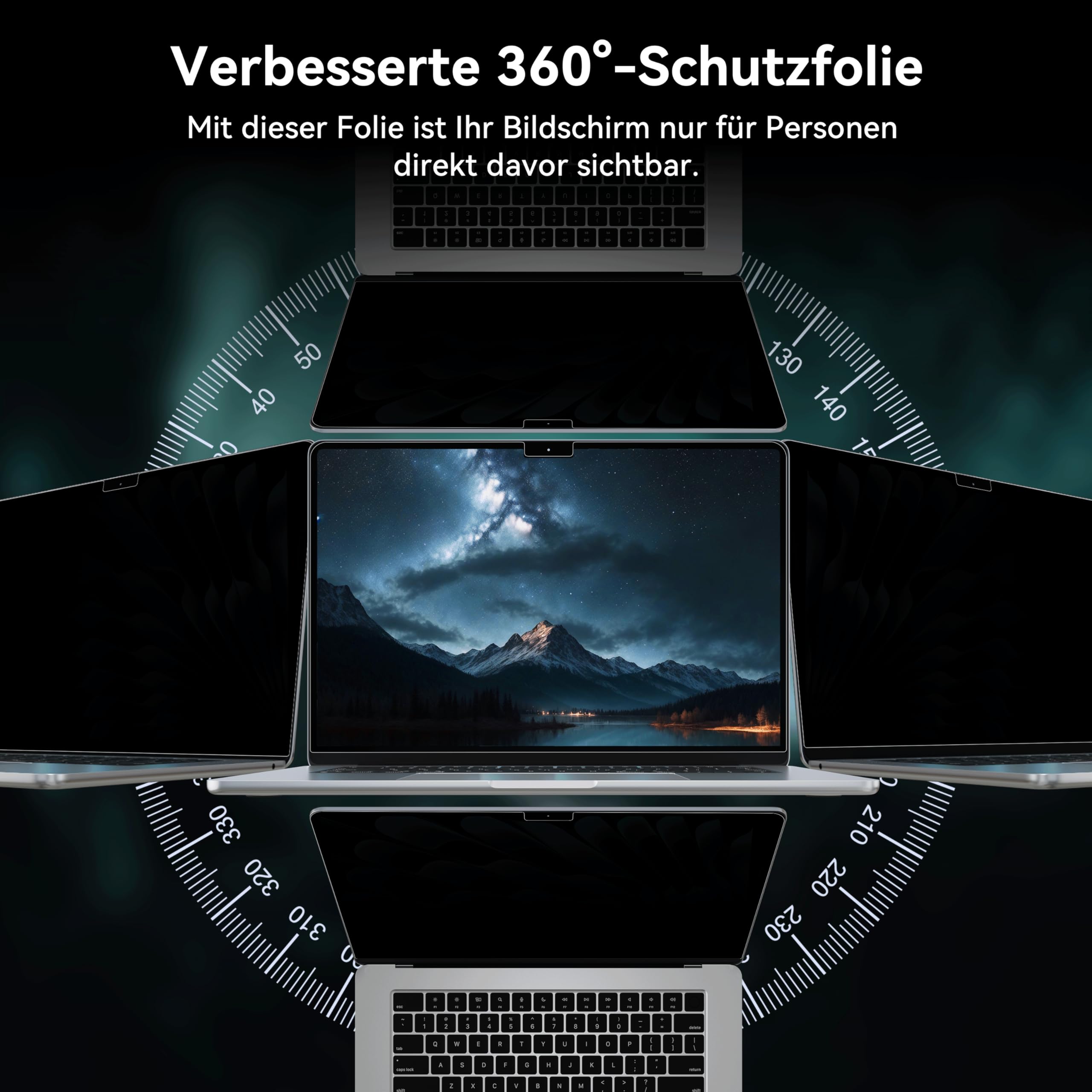 IPROKKO Pellicola protettiva a 360° anti glare blue light Mac, autoadesiva per MacBook Air 13,6 pollici (M2/M3, 2022/2024) e 13 pollici M4 2025, pellicola privacy