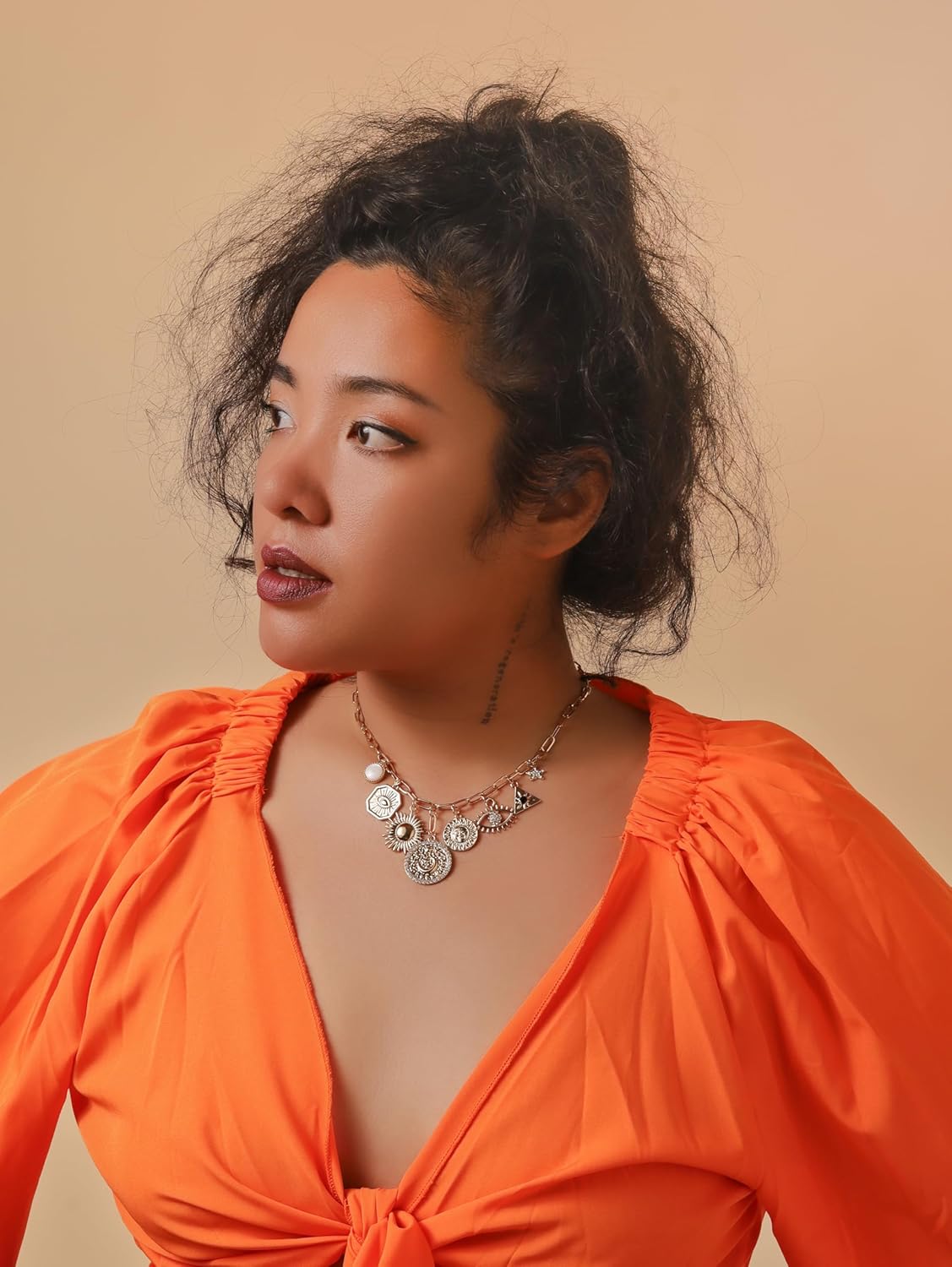 MINACHI Multi Charm Chain Necklace, Shell Evil Eye Charms, Retro Ethnic Style Jewelry for Women - Image 4