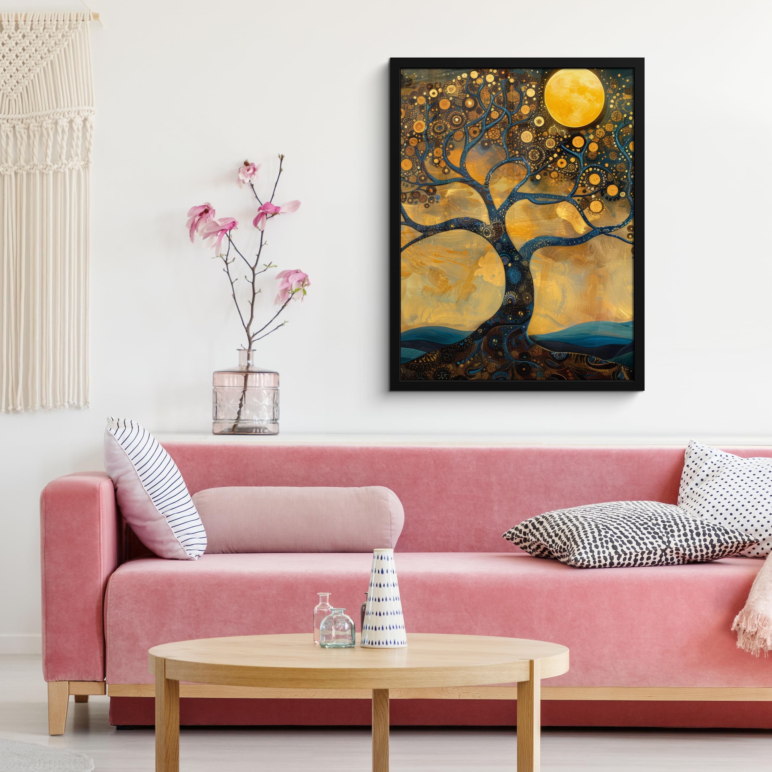 MuchoWow© Cuadros Con Marco 60x80 cm Decoración Cuadro Para Decorativa Cocina Quadros Decoração Sala Room Decor Casa Habitación Árbol - Industrial - Abstracto - Amarillo