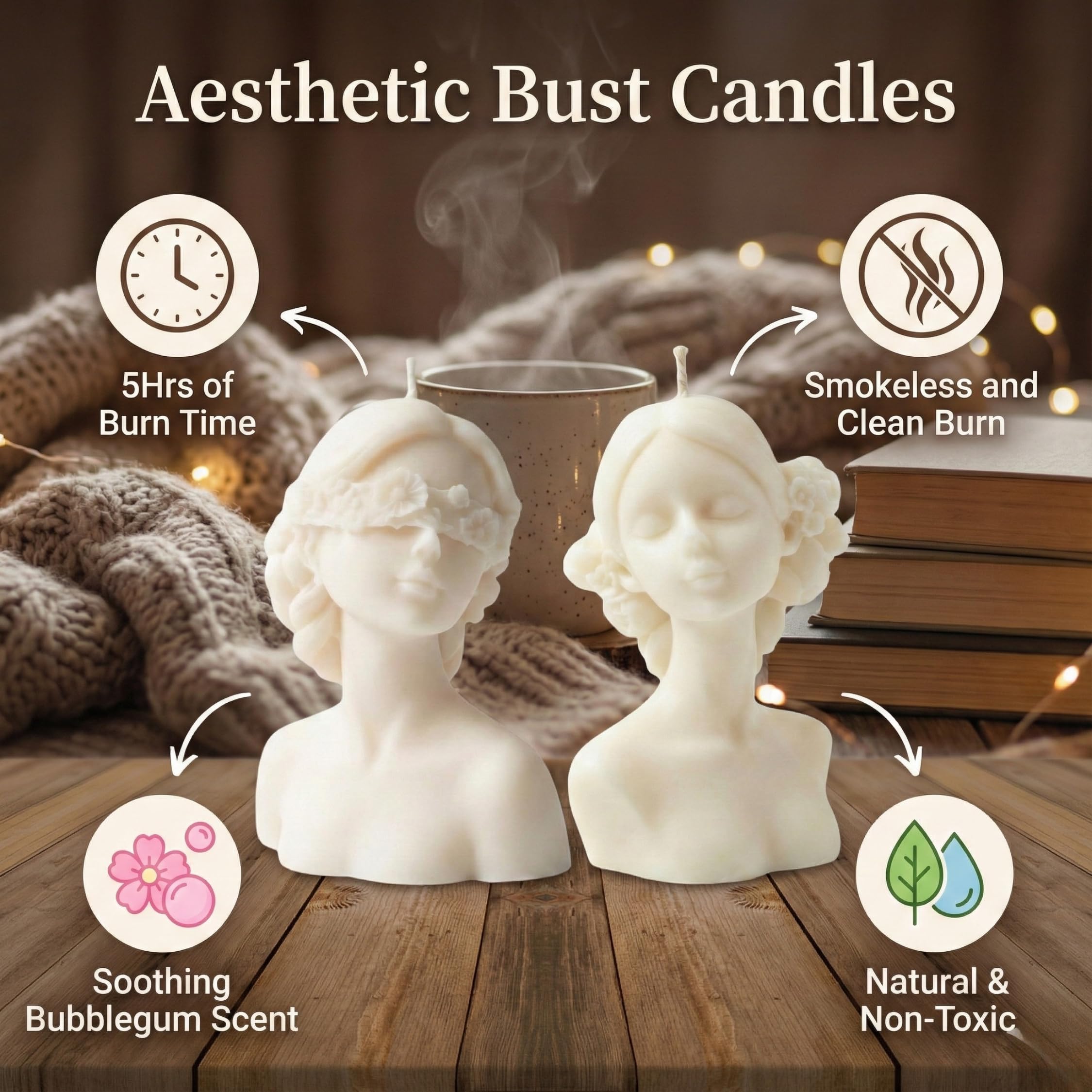 SERAAF Pinterest Finds Aesthetic Scented Candles for Decoration, Blindfold Girl Soy Wax Candle, Best for Room Decor, Gifting, Pack of 2 4