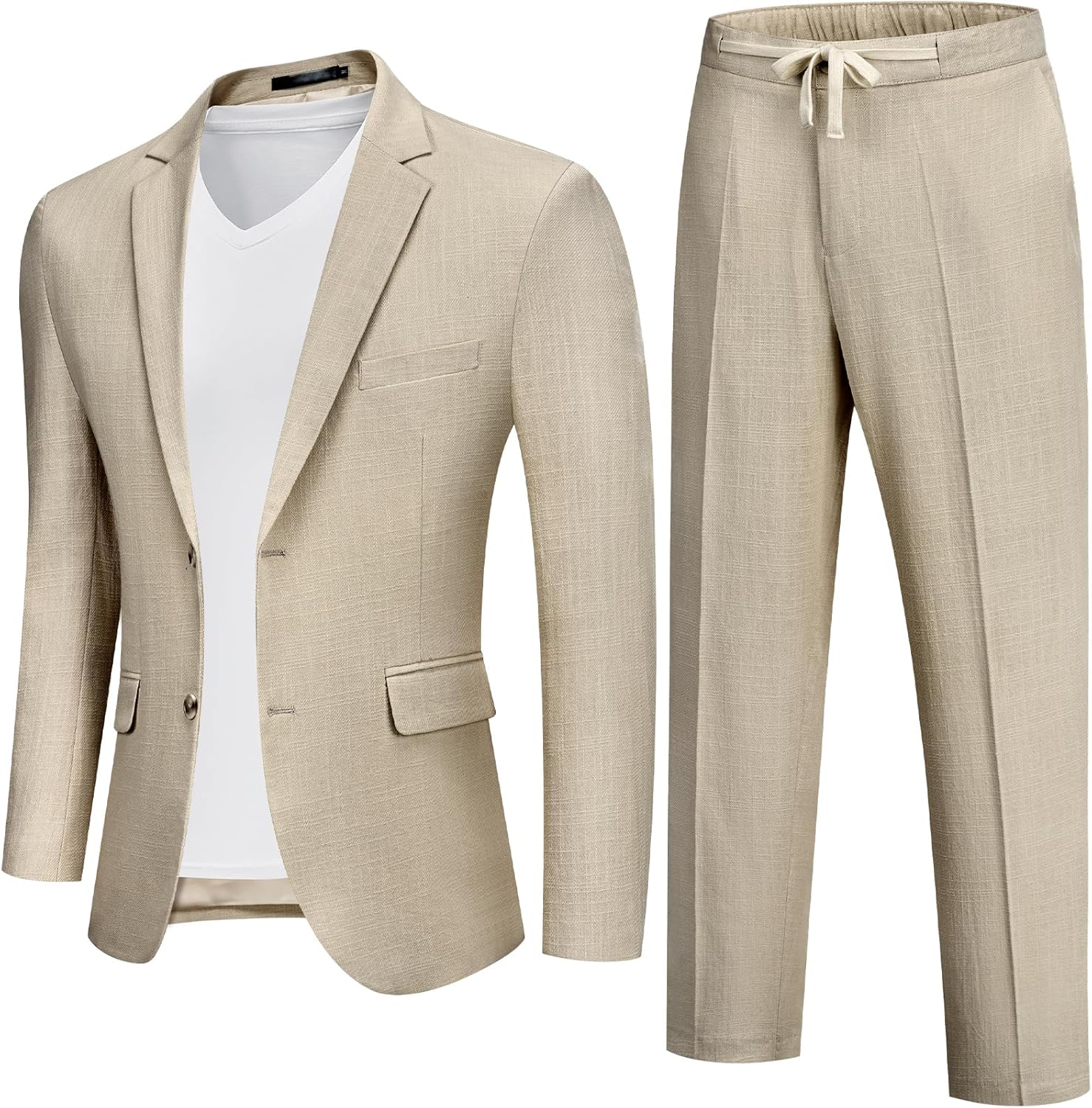 MAGE MALE Men’s 2 Piece Linen Suits Set Casual Lightweight Blazer Jacket and Pants for Wedding Business Prom MAGE MALE Men’s 2 Piece Linen Suits Set Casual Lightweight Blazer Jacket and Pants for Wedding Business Prom