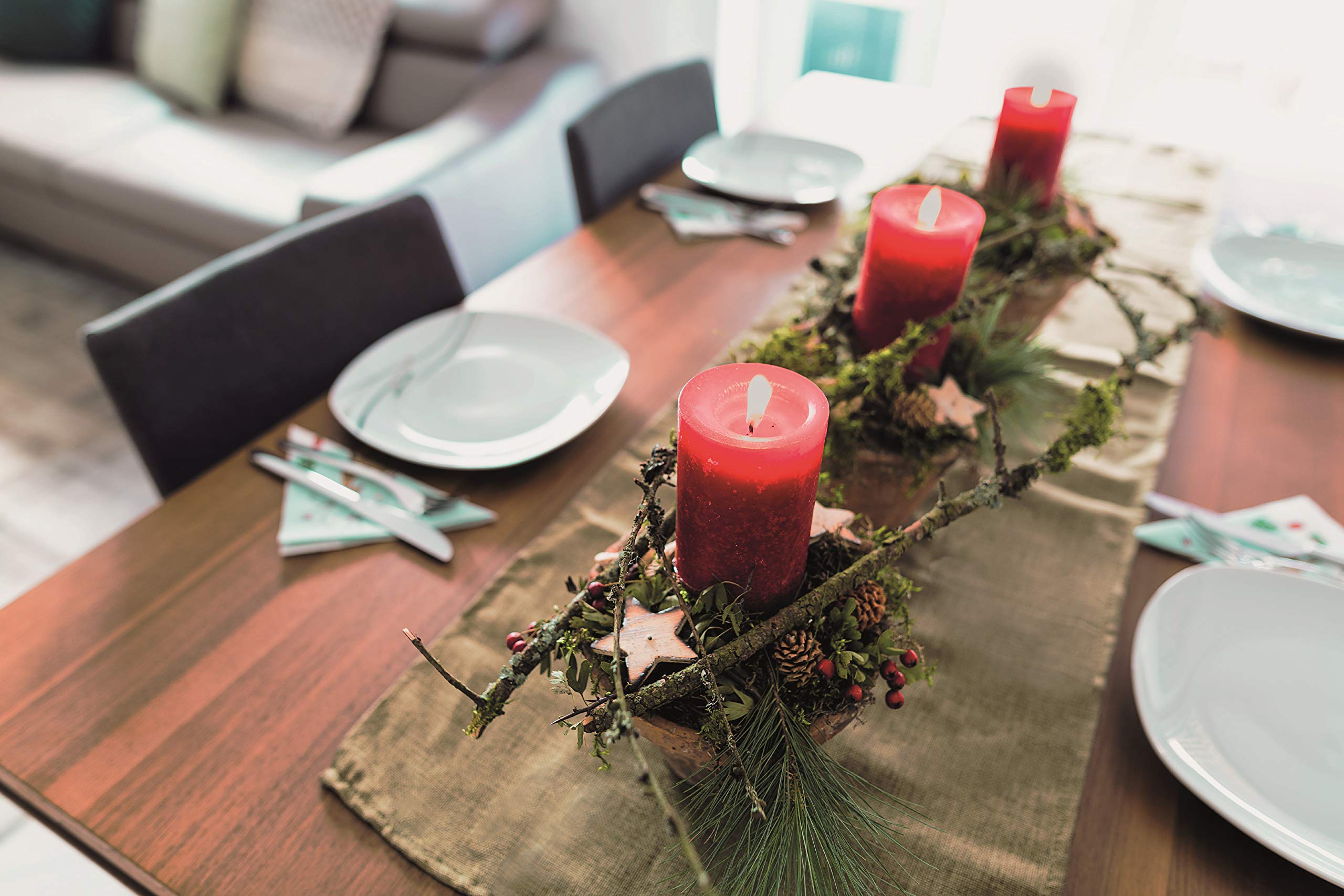 safe candle Trendkerze selbstverlöschend, 4 Stück, Höhe 9cm / Ø 6cm, 27 Std. Brenndauer (Rubin)