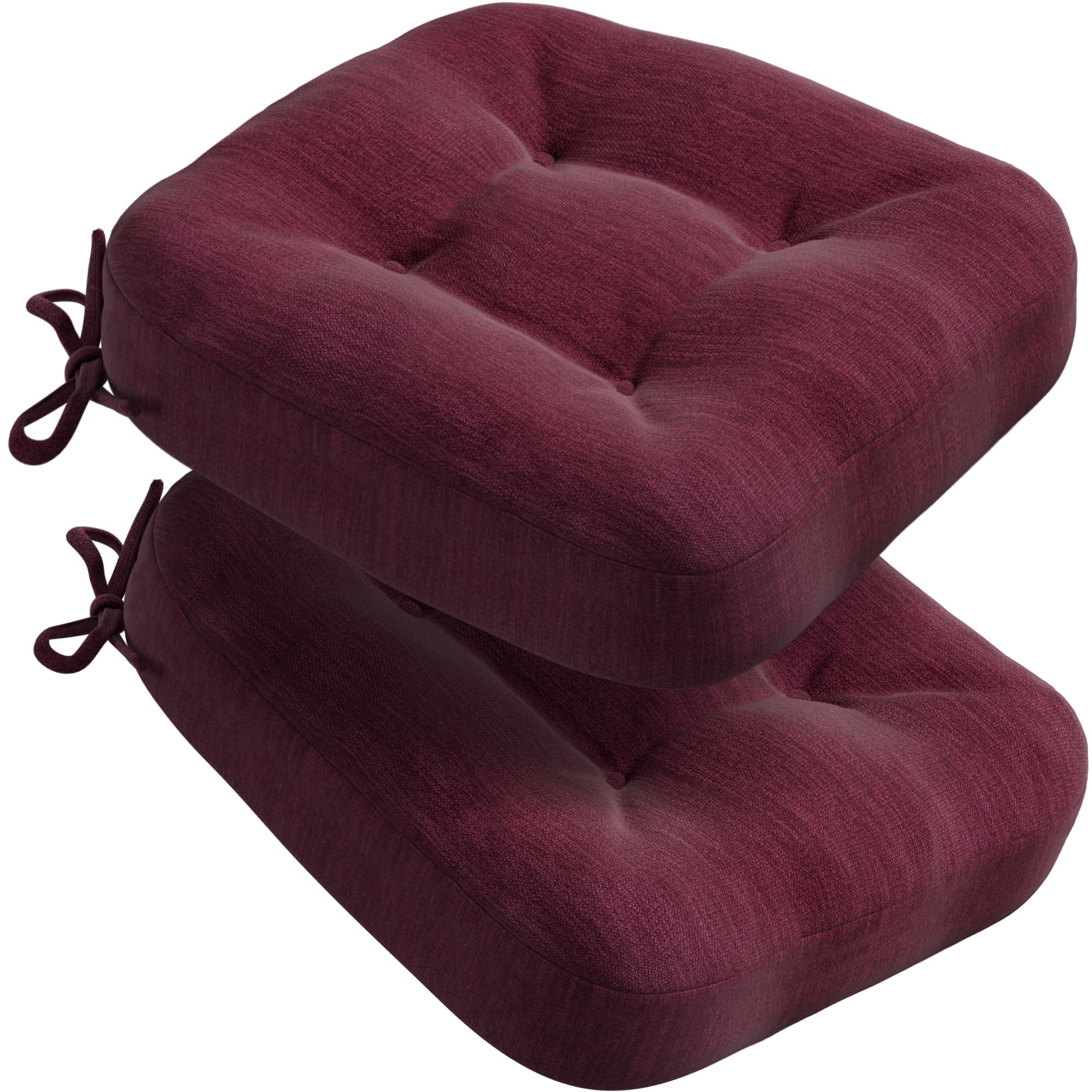 Codi Kitchen Seat Cushions 2 Pack, 8cm Thick Chair Pads For Garden, Wine