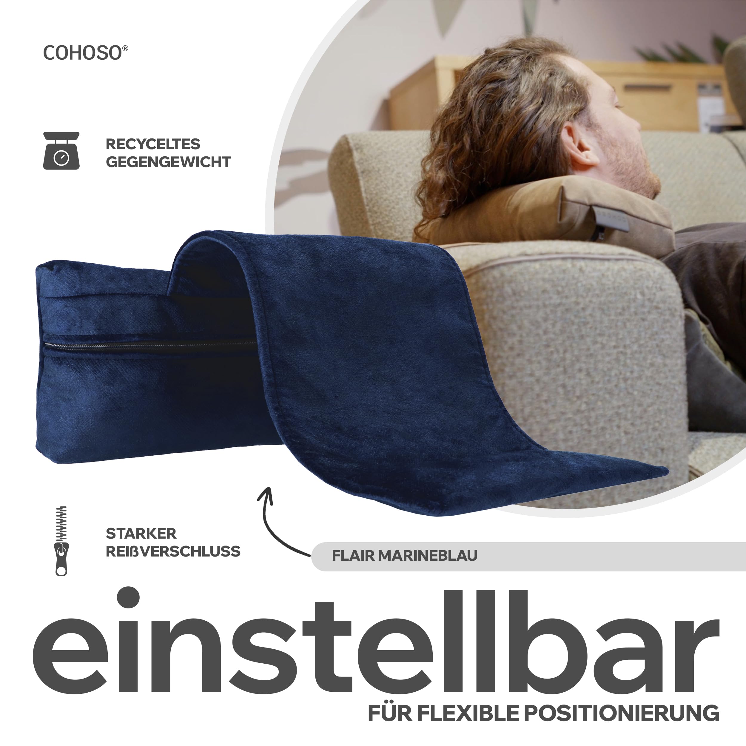 COHOSO Nackenkissen mit Gegengewicht - Ergonomisches Nackenstützkissen, Höhenverstellbar für Sessel Sofa Couch