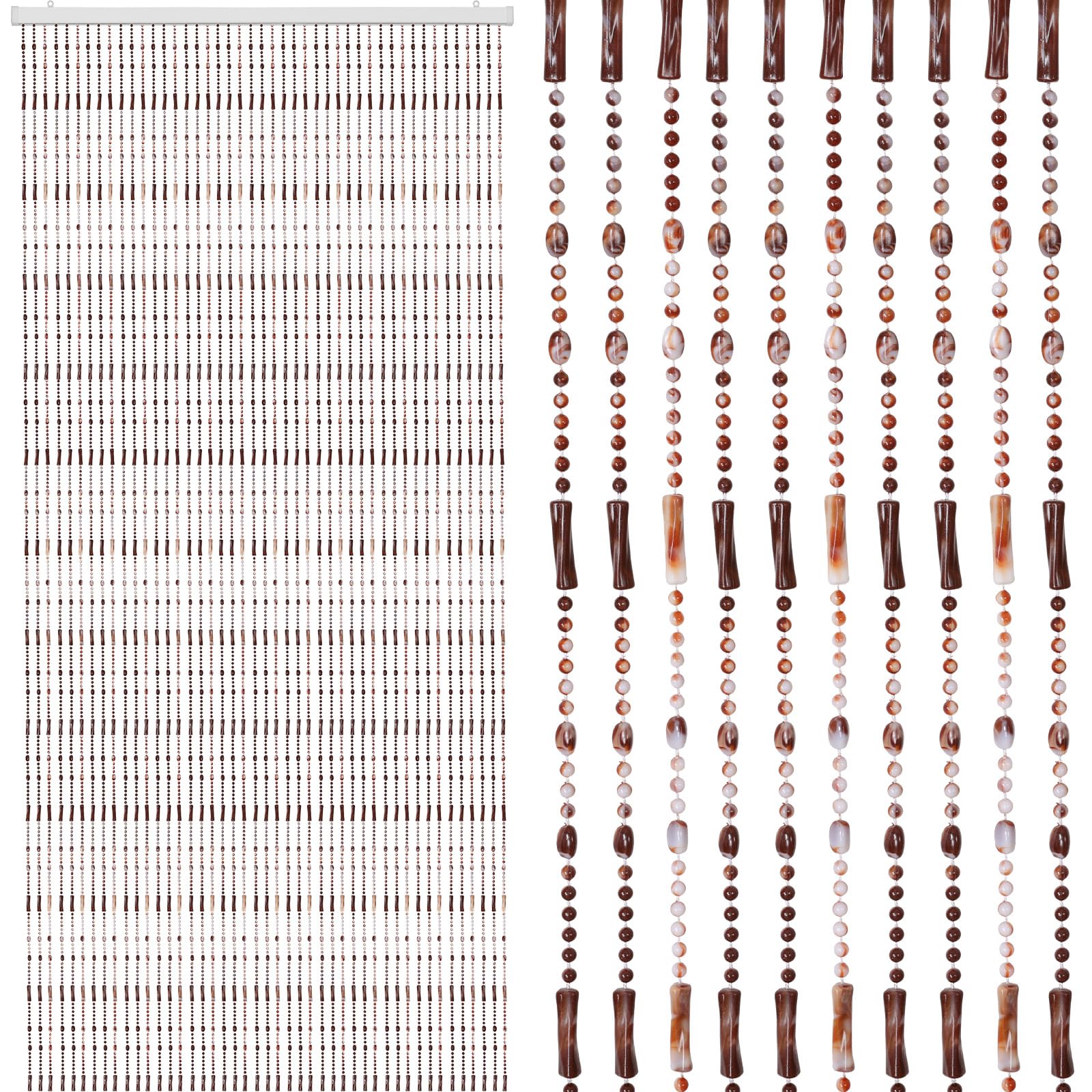 BECHAEO Rideau de perles pour porte, fenêtre, porte en acrylique, séparateur de pièce à suspendre, style bohème, rustique, décoration d'intérieur, magasin, marbre caramel, 90,2 x 198,1 cm