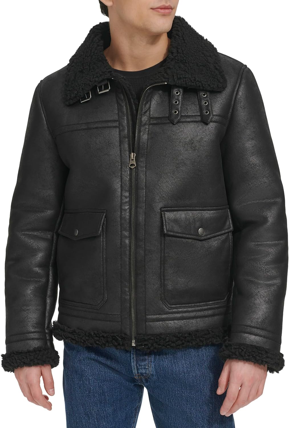 Levi's Men's Faux Shearling Rancher Aviator Jacket