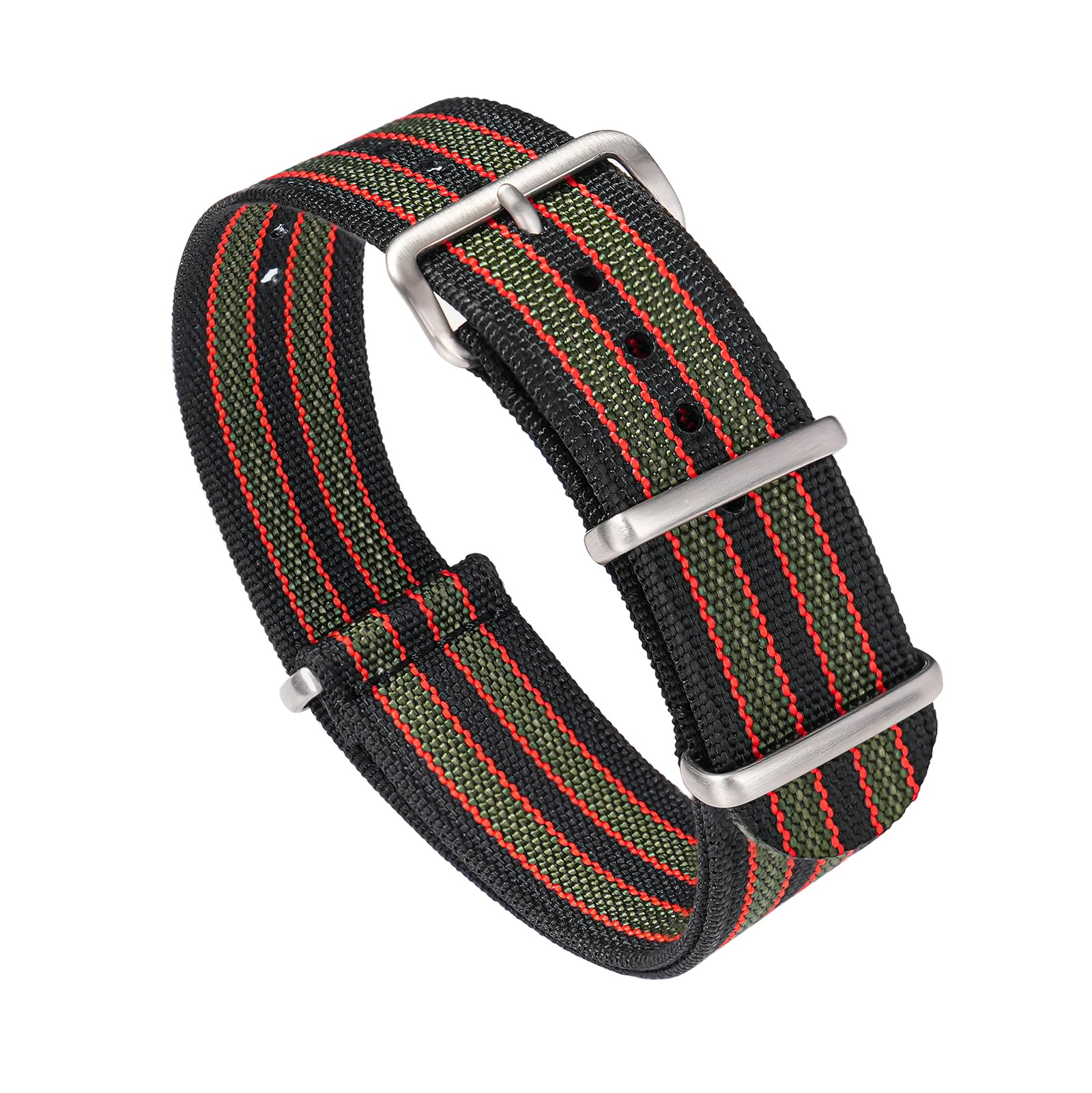 TACTICAL FROG Nylon Watch Band 18mm 19 mm 20mm 22 mm 24 mm, Waterproof Military Watch Straps Replacement for Men Women, With Stainless Steel Buckle