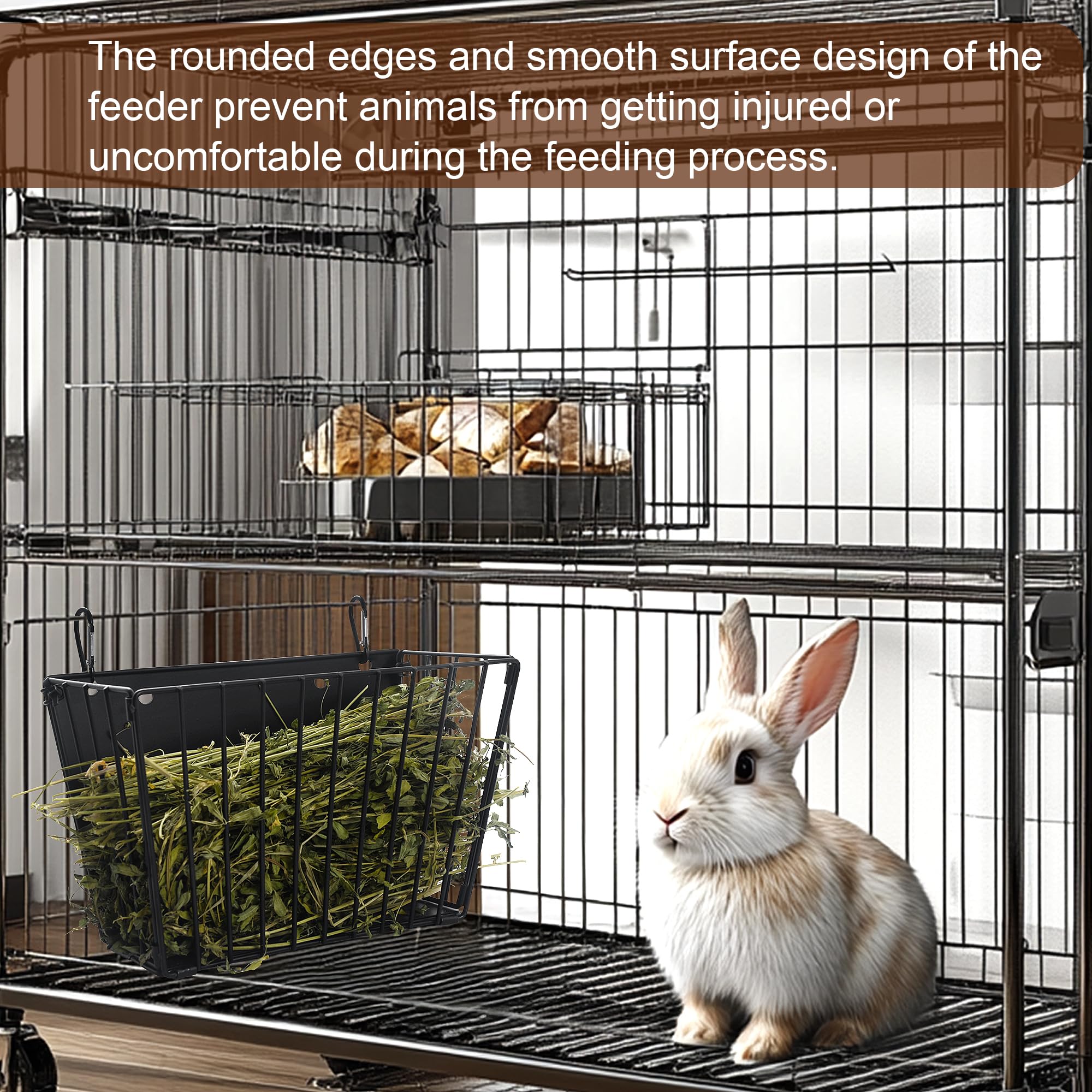 2PCS Rabbit Hay Feeder with Heavy-Duty Metal Frame Guinea Pig Hay Feeder for Rabbits， Bunny, Guinea Pigs, Chinchillas， 9.6x4.5x6.3 inch - image 7
