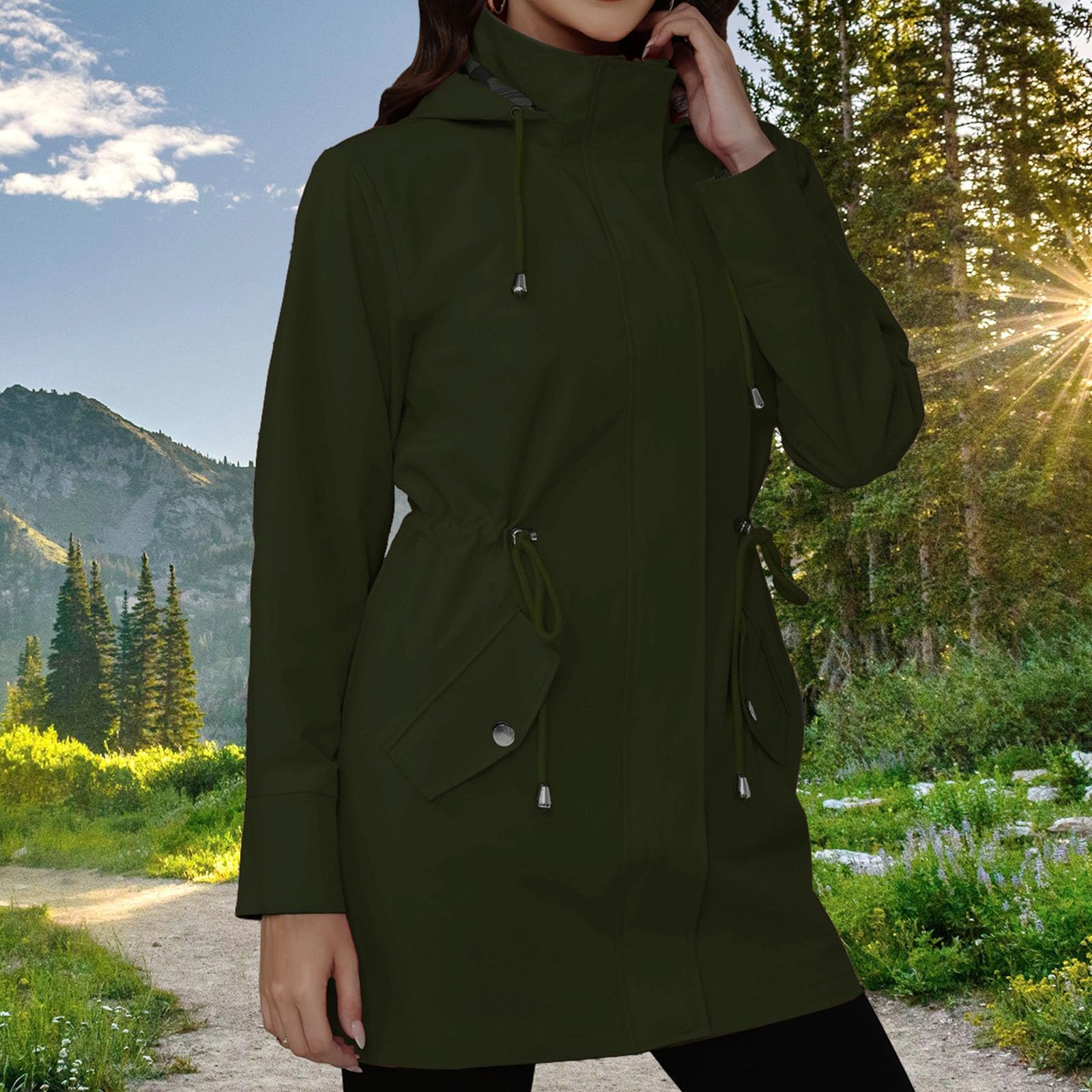 Giacca leggera da donna sportiva – Giacca slim da donna chic giacche a vento trench confortevole, cappotto casual trench con tasca cappotto impermeabile giacca sportiva esterna giacca leggera