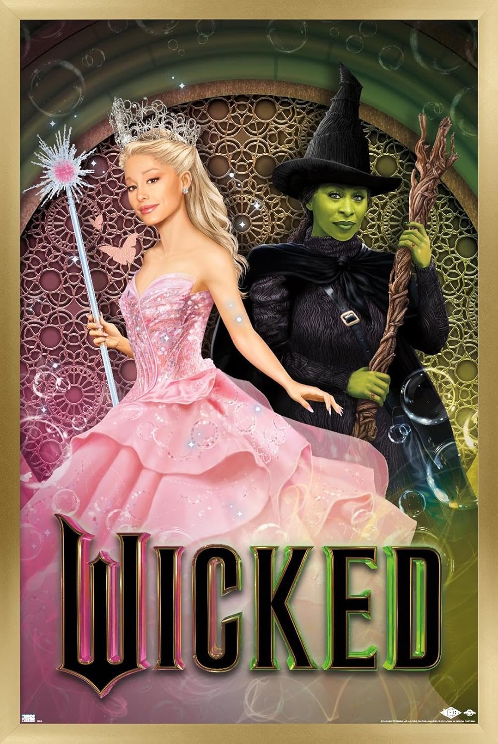 Trends International Wicked - Elphaba and Glinda Upland Wall Poster, 22.4L x 14.7W, Gold Framed Version Gold Framed Version 22.4"L x 14.7"W