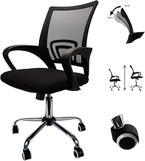 Cepewa - Silla de oficina ergonómica con soporte lumbar, con reposabrazos y función basculante, con función de inclinación y altura regulable