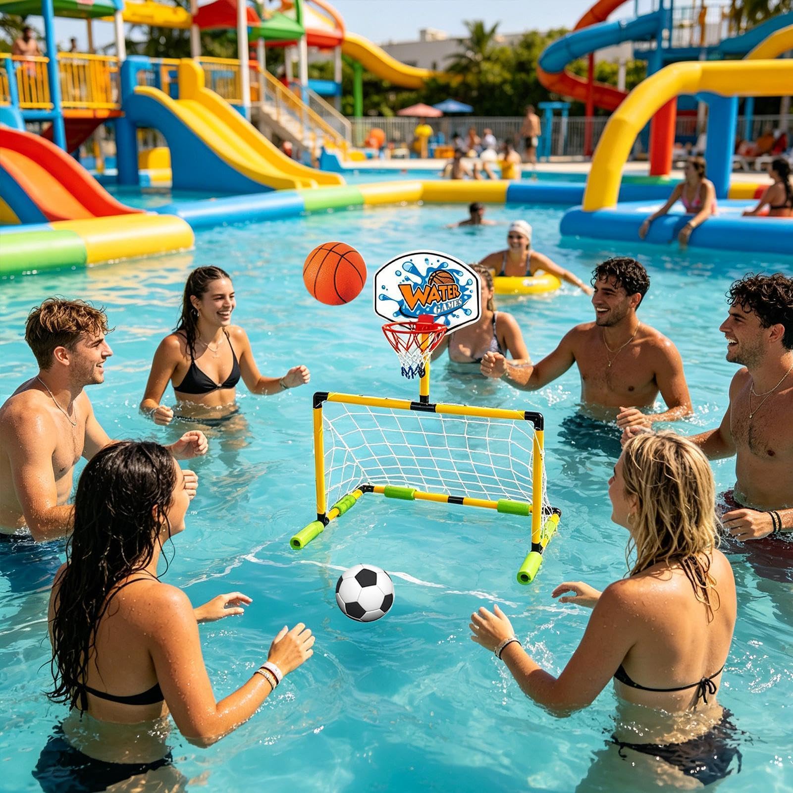 Canestro da Basket per Piscina | 2-in-1 Giocattolo Porta da Calcio Galleggiante,Canestro e Porta da Calcio per Piscina - per Lago Campeggio Giardino Estate All'Aperto Spiaggia Festa Bambini