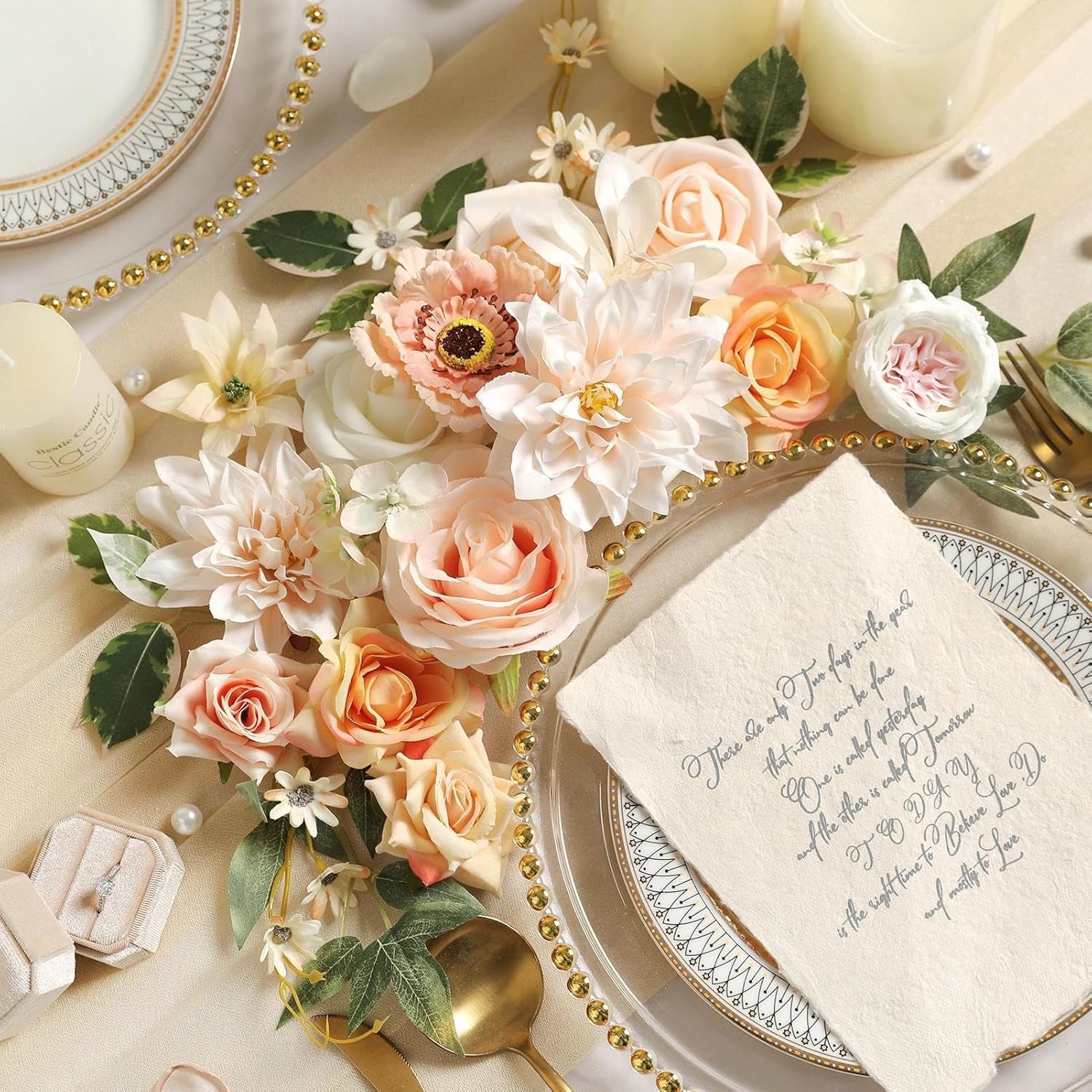 Artificial Flowers,Champagne Pink Silk Fake Flowers for DIY Wedding Bridal Bouquets, Wedding Cake Flowers for Table Centerpieces Baby Shower Birthday Party Home Decorations - Image 6