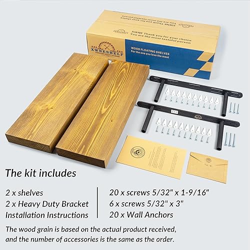 Miniatura 6 de Estantes flotantes rústicos de 24 pulgadas de largo y 8 pulgadas de profundidad, estantes de pared de madera maciza para dormitorio, sala de estar,