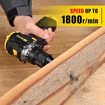16V Brushless Cordless Drill Driver Set, Lightweight Drill with 50Nm Torque, 2-Speed, 3/8 Keyless Chuck, 2.0Ah Battery & 26PCS Accessories for Home Repair, Furniture Assembly & DIY