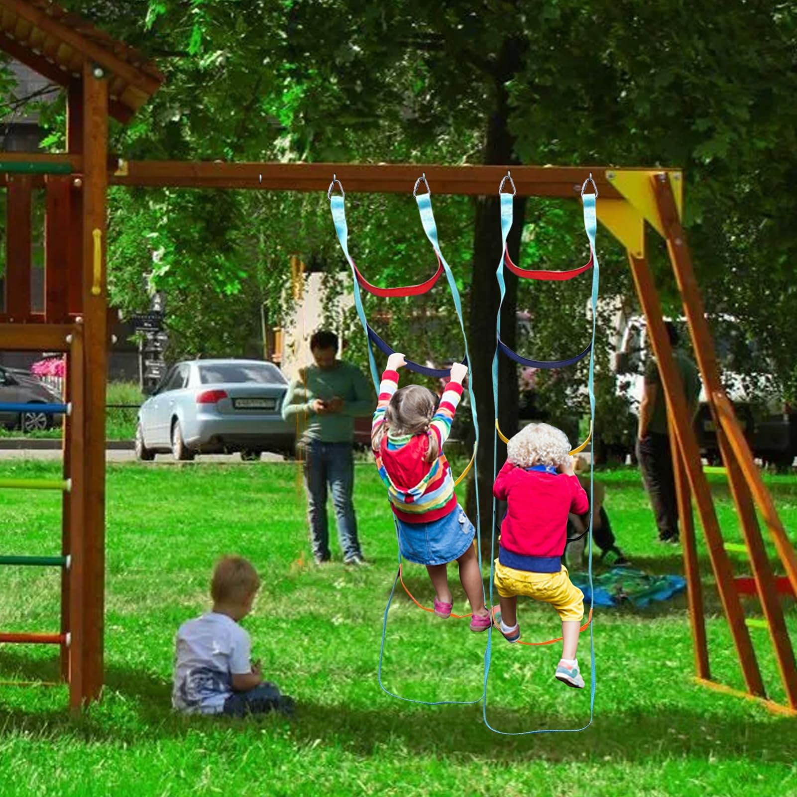 Escalera de cuerda para trepar árboles de 6.5 pies | Cuerda de escalada de acero resistente para niños | Escalera de árbol oscilante para jugar al aire libre, aventura y diversión
