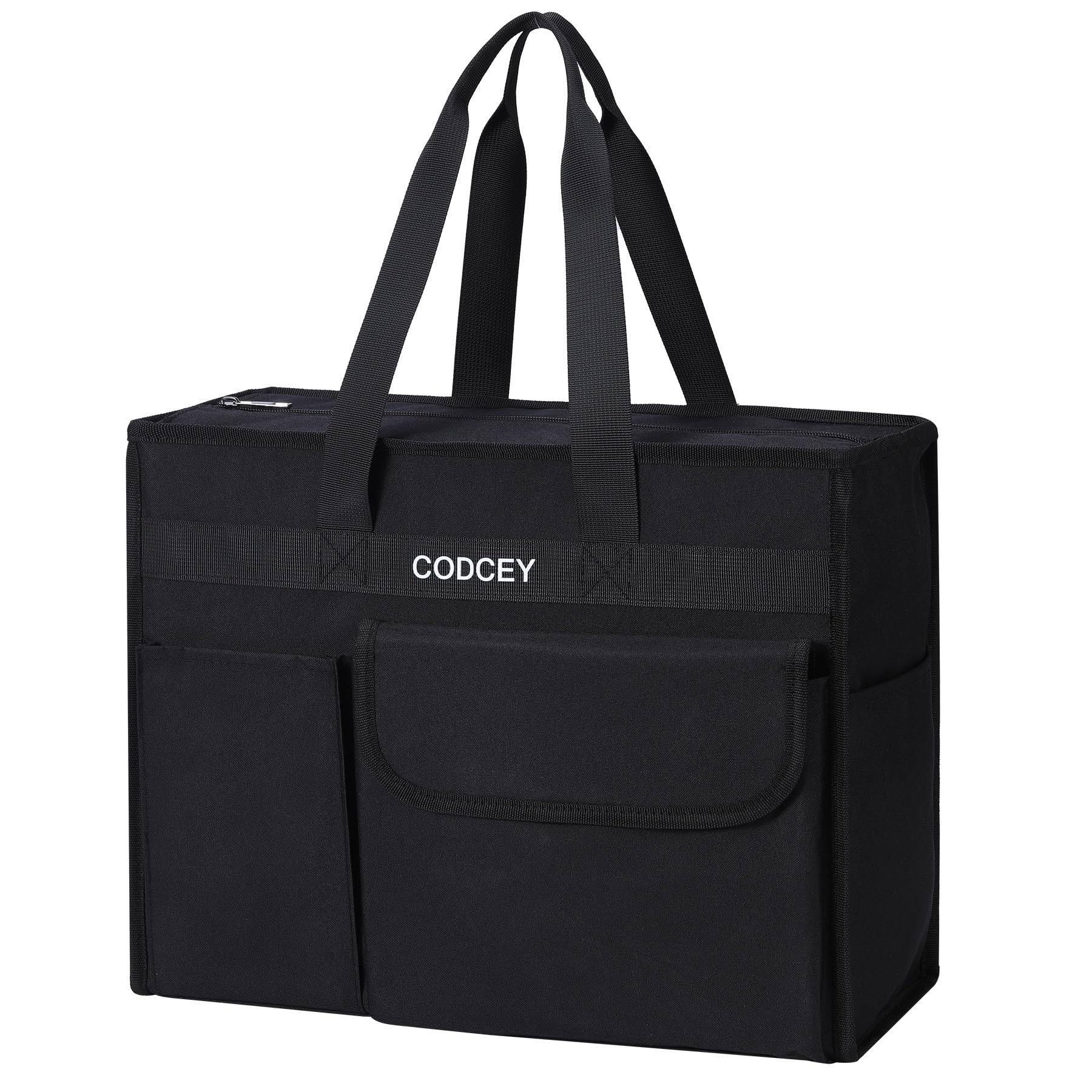 Large Utility Tote Bag with Reinforced Bottom Waterproof Multi Pockets Beach Tote Bag for Travel Work School