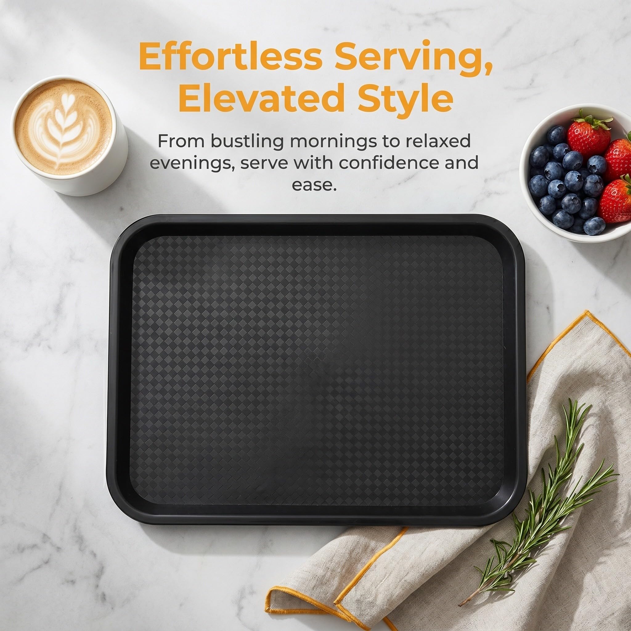 ibasenice Lot de 3 Plateaux rectangulaires pour Restauration Rapide - Assiettes de Service rectangulaires réutilisables en Plastique Noir de 41,4 x 30,5 cm (16,3 x 12 Pouces) - Idéal pour Les