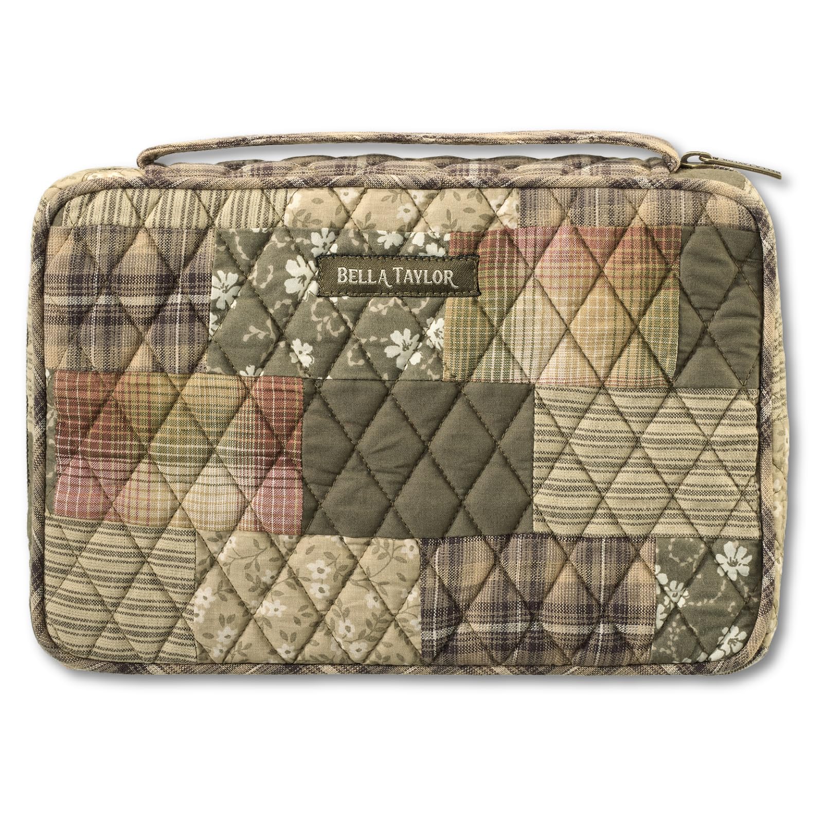 Bella Taylor Small Bible Cover for Women - Quilted Cotton Bible Case for 6 x 9 inch Books - Woodland Patch