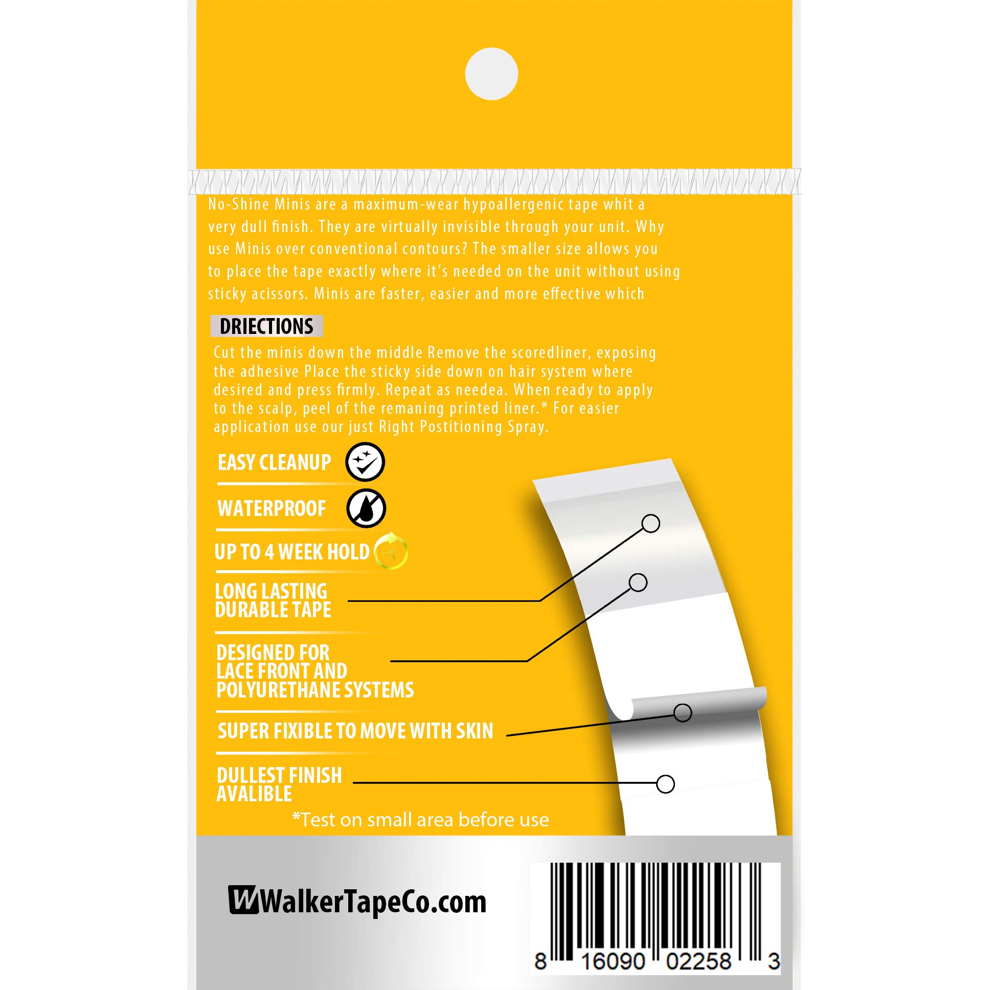 Walker Tape No-Shine Mini's Protez Saç Bandı Oval 3/4'' x 3'' (2,0cm x 7.5cm) 72 Adet
