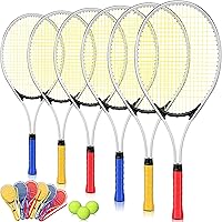 Motionchic 6 Pack 27" Lightweight Tennis Rackets for Adults - Beginner Recreational Set with 3 Balls, Overgrips & Carry Bags