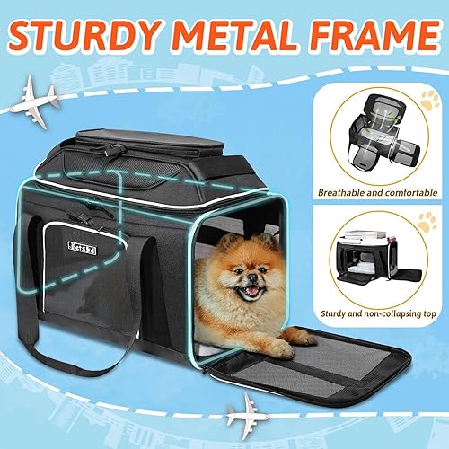Vista 56 de Petskd Transportador superior expandible para mascotas de 17 x 12 x 8.5 pulgadas, aprobado por aerolíneas JetBlue Allegiant Spirit, portador