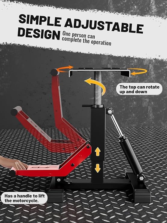 JFG RACING Adjustable Hydraulic Dirt Bike Stand Lift 1000 Lbs Capacity,Red