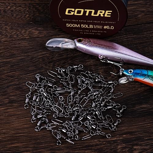 Miniatura 7 de 30 piezas de 3 vías de pesca giratorios en forma de T, conectores luminosos de pesca giratorios con cuentas de brillo barril de latón triple