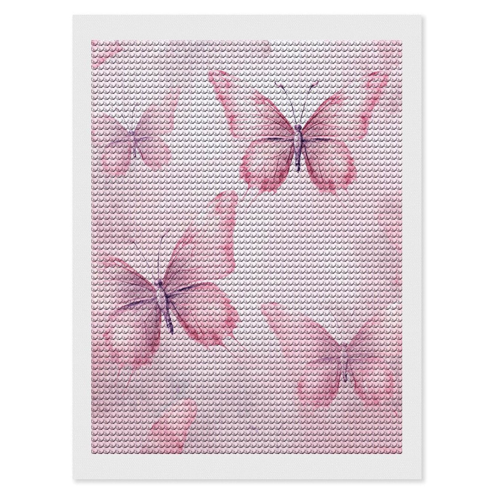 Peach Butterfly Pictures Diamond Painting Kits for Adults, DIY 5D Diamond Painting Kits for Beginners, Round Full Drill Diamond Dots Paintings, Diamonds Pictures Gem Art for Crafts Home Decor 12"x16"