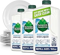 Seventh Generation Free & Clear Dish Liquid Soap Refill for Sensitive Skin, 50 oz Pack of 3 - Plant-Based, Fragrance-Free