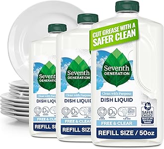 Seventh Generation Dish Liquid Soap Refill Free & Clear Dish Soap for sensitive skin 50 oz, Pack of 3