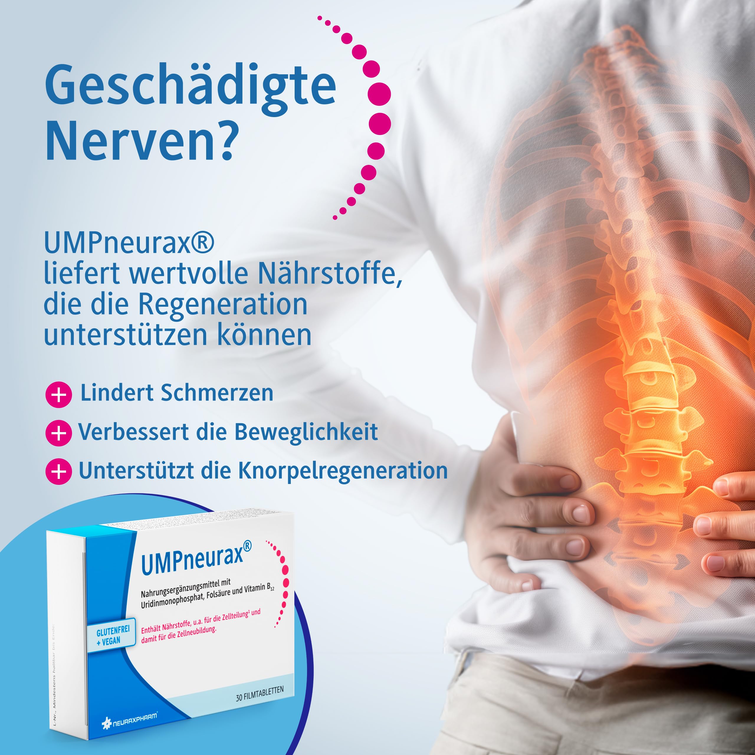 Nahrungsergänzungsmittel mit Uridinmonophosphat, Folsäure und Vitamin B12 | wertvolle Vitamine für Zellteilung & Zellneubildung | vegan & glutenfrei | 180 Filmtabletten