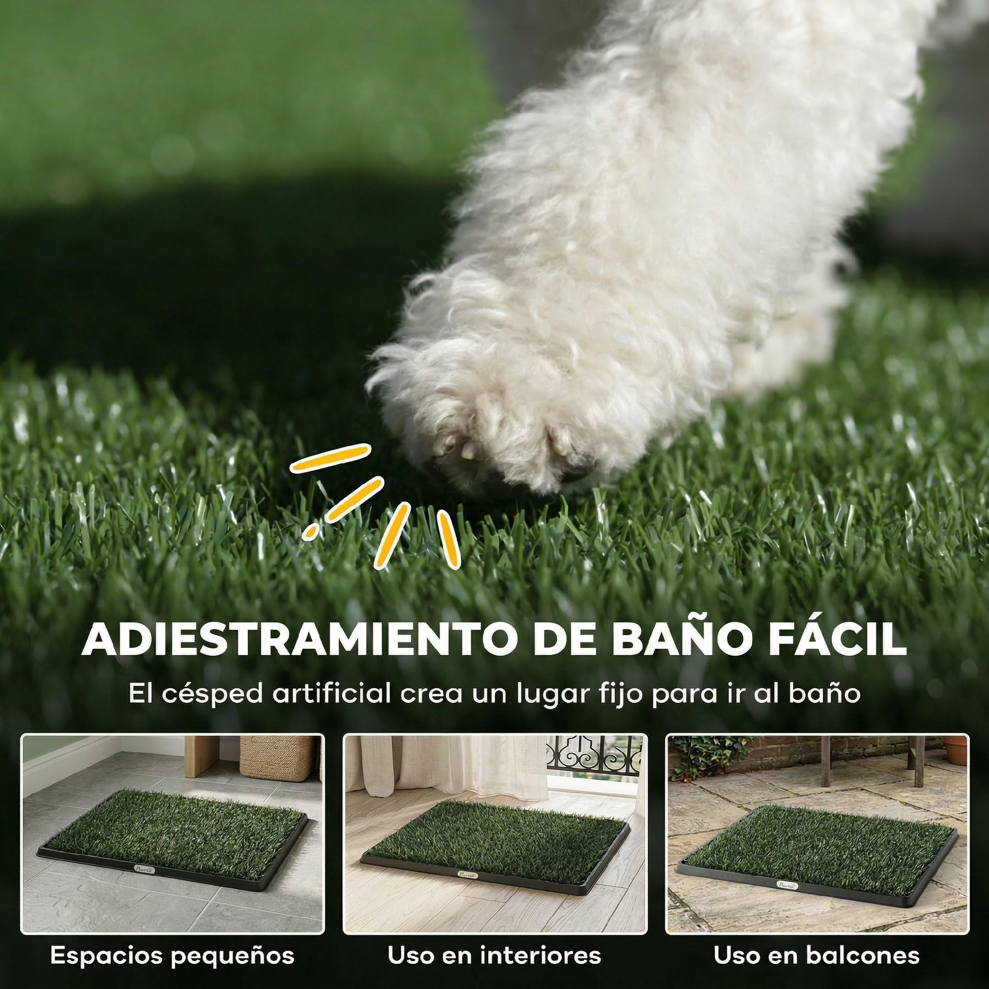 PawHut Inodoro para Perros con Césped Artificial, 76x50,5 cm, Bandeja Sanitaria para Perros para Entrenamiento, con Rejilla de Drenaje, Diseño de 3 Capas y Fácil de Limpiar, Interior y Exterior, Verde