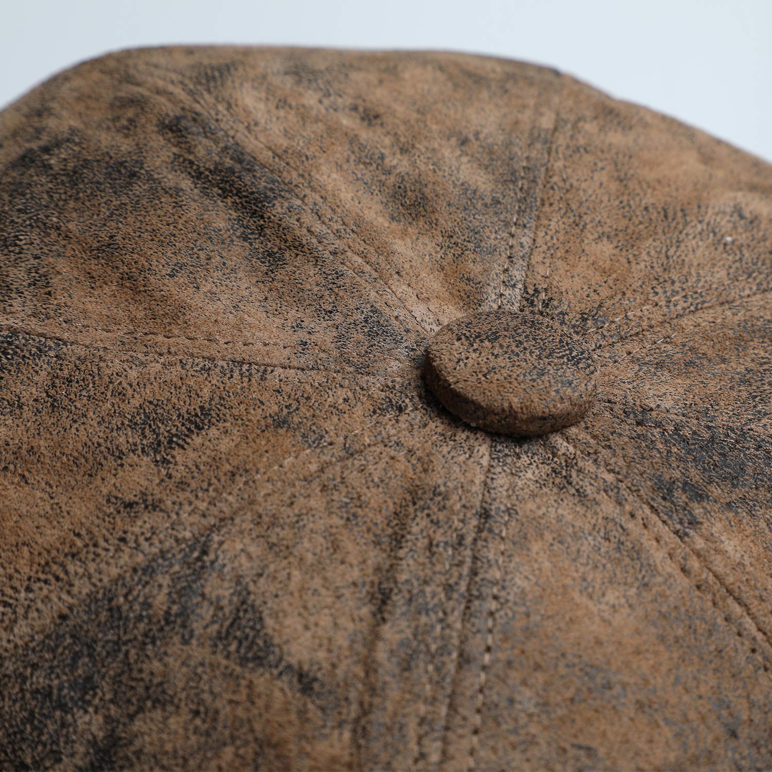 fiebig 8-Panel Berretto in Pelle per Uomo e Donna | Bakerboy cap con Fodera per Tutto L'Anno | Cappello con Visiera