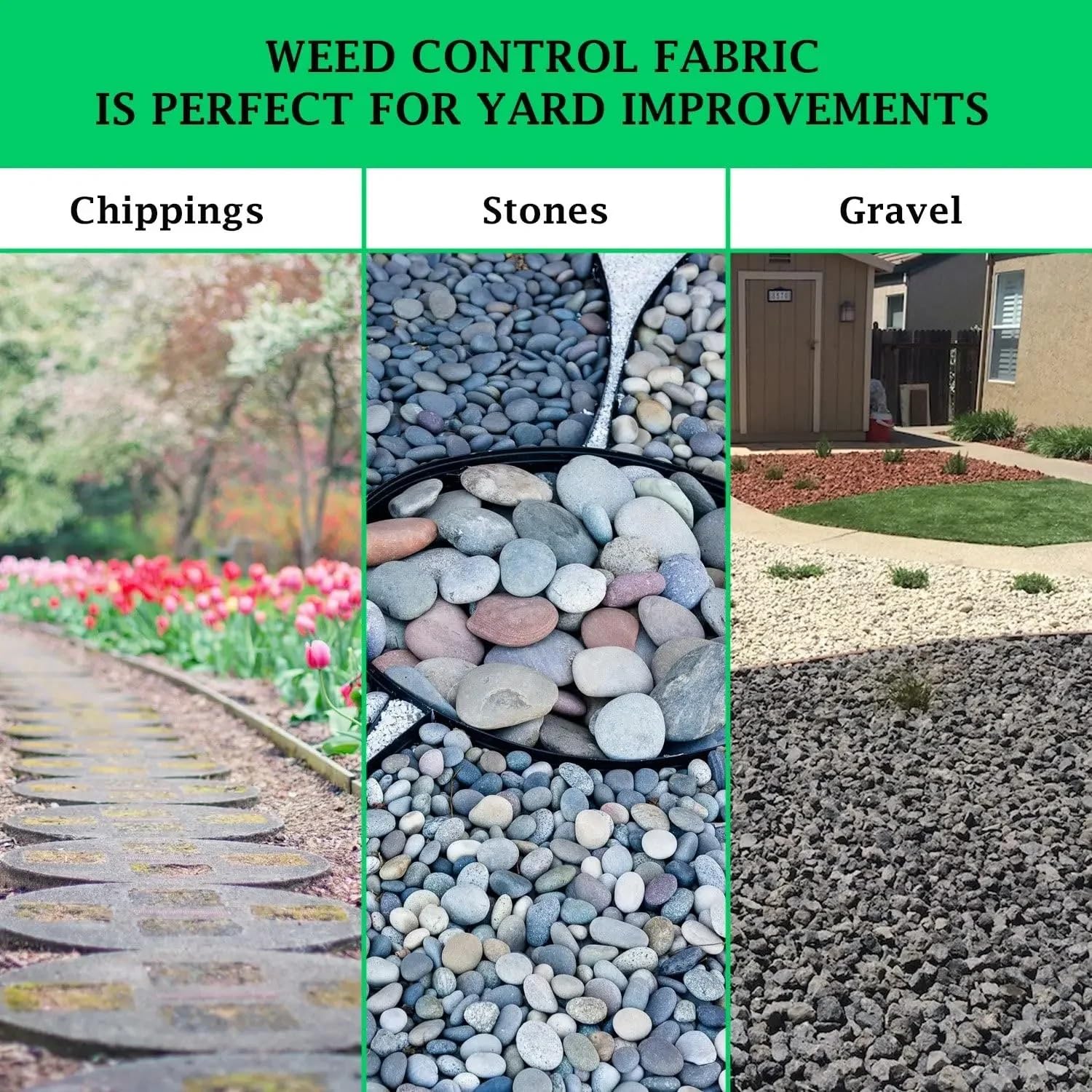 Telo Pacciamatura Tessuto di Base geotessile, Resistente all'erba del Cortile, aiuola da Giardino, separazione Terreno, drenaggio, Traspirante | 60CMX1000CM