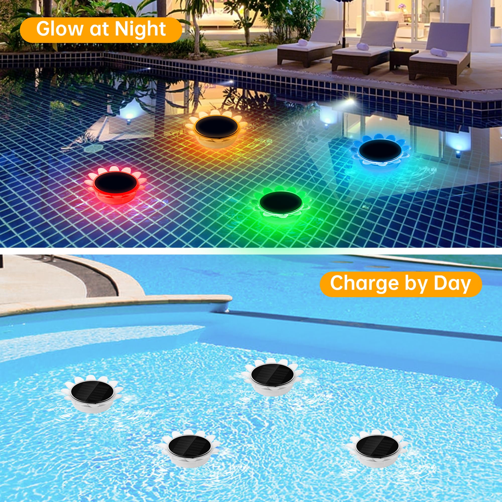 Luz Solar Flotante LED RGB Impermeable 2 Piezas para Piscina y Jardín con Inserción de Tierra - Decoración Subacuática Moderna