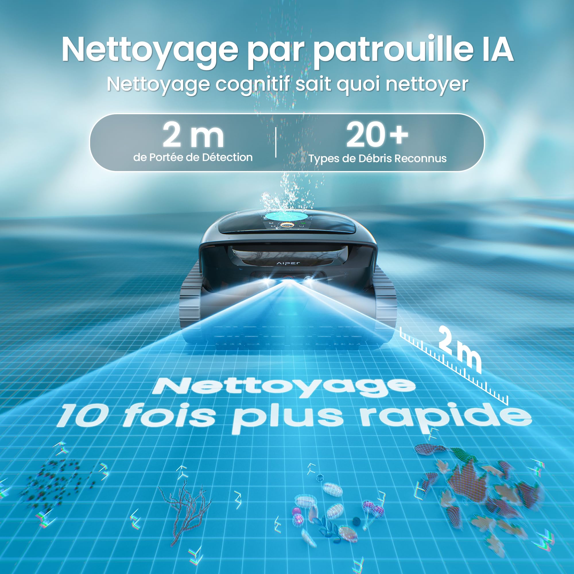 (Nouveau 2026) Aiper Scuba V3 Robot Piscine Fond et Parois avec Vision par IA, Aspirateur Robot Piscine sans Fil Léger avec App, Filtre 3 μm, Idéal pour Piscines Jusqu’à 200 m²