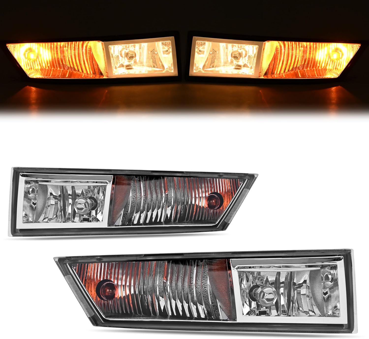 HECASA Fog Lights Compatible with 2007-2013 Cadillac Escalade ESV EXT & 2014 Escalade ESV Replacement for GM2592163 GM2593163 Bumper Lamps Halogen Clear Lens Driver & Passenger Side Clear Lens LH & RH