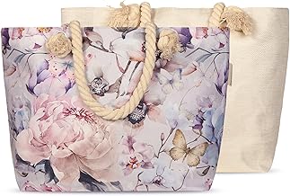 JACK by Descanso Strandtasche Bunte Motive Tasche Umhängetasche mit Reißverschluss aus Baumwolle