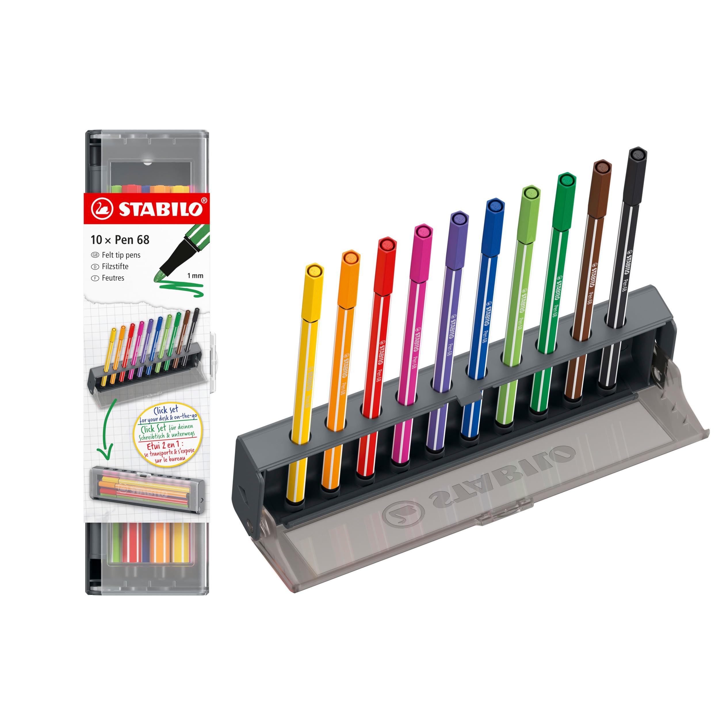 STABILO Premium Filzstift Pen 68-10er Click Set - 10 Farben