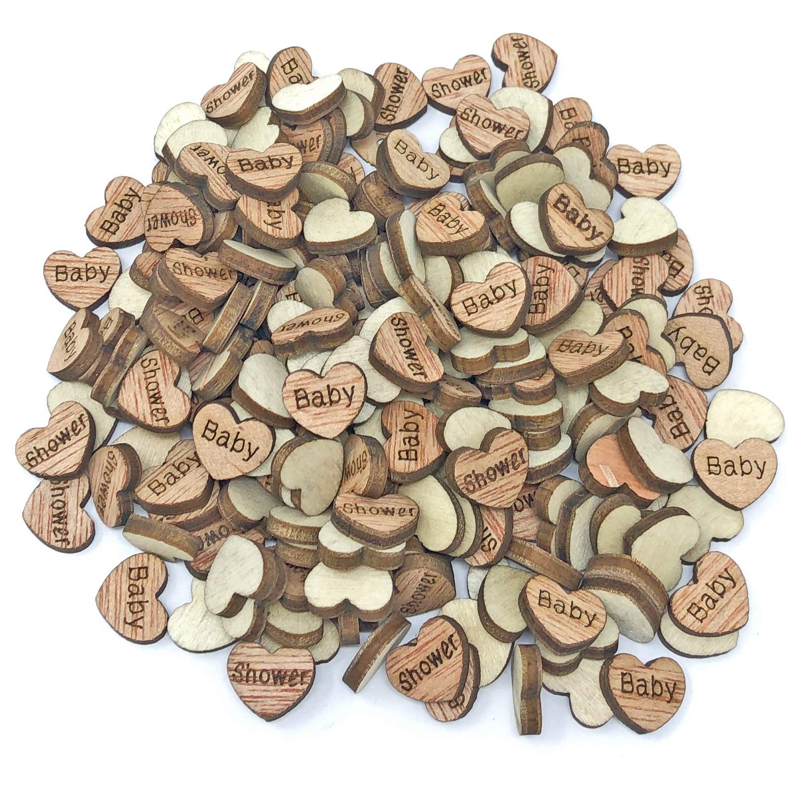 10mm Baby Shower Hearts Wooden Shabby Chic Craft Scrapbook Vintage Confetti Hearts (500), Beige
