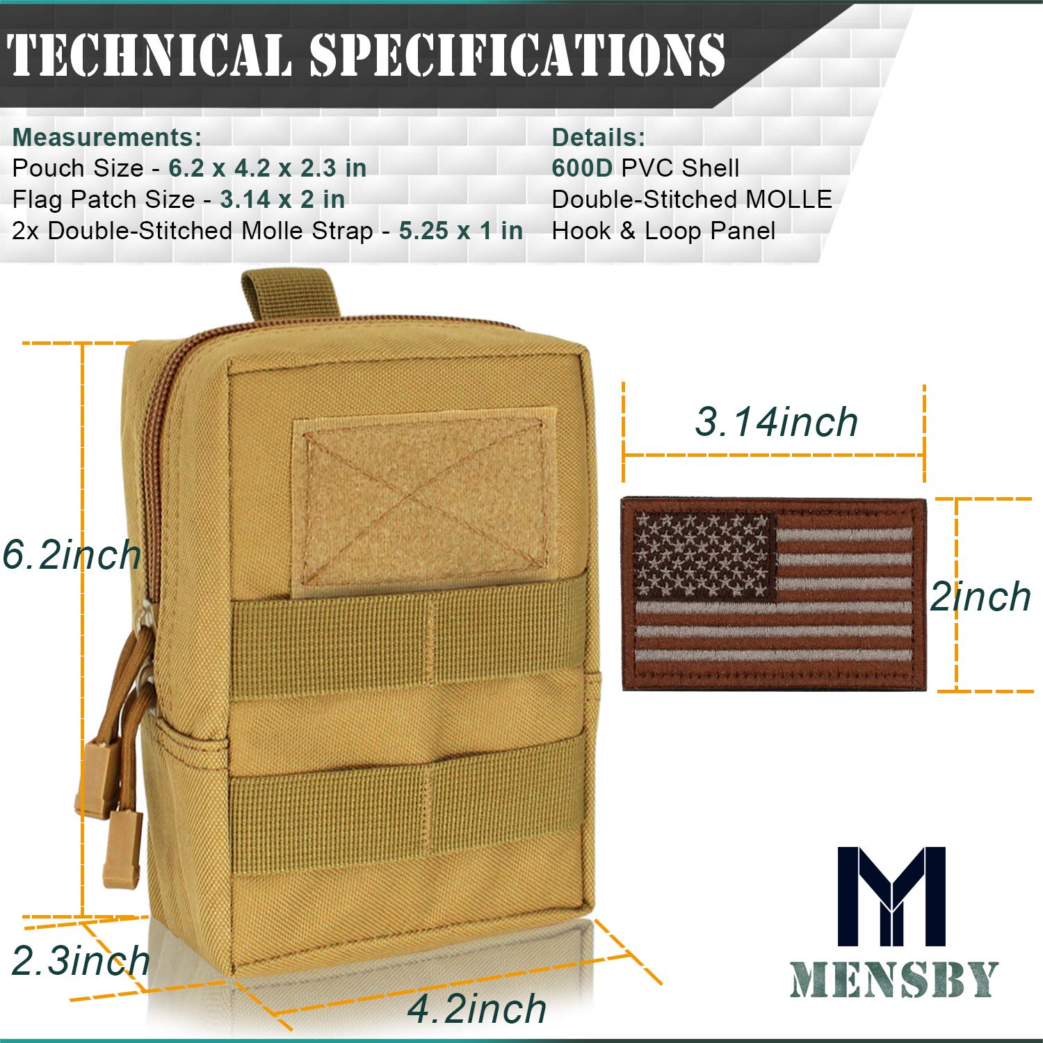 MENSBY EDC Pouch Bag Molle Pouch Tactical Pouch Molle Attachments Molle Cell Phone Case for Tactical Backpack