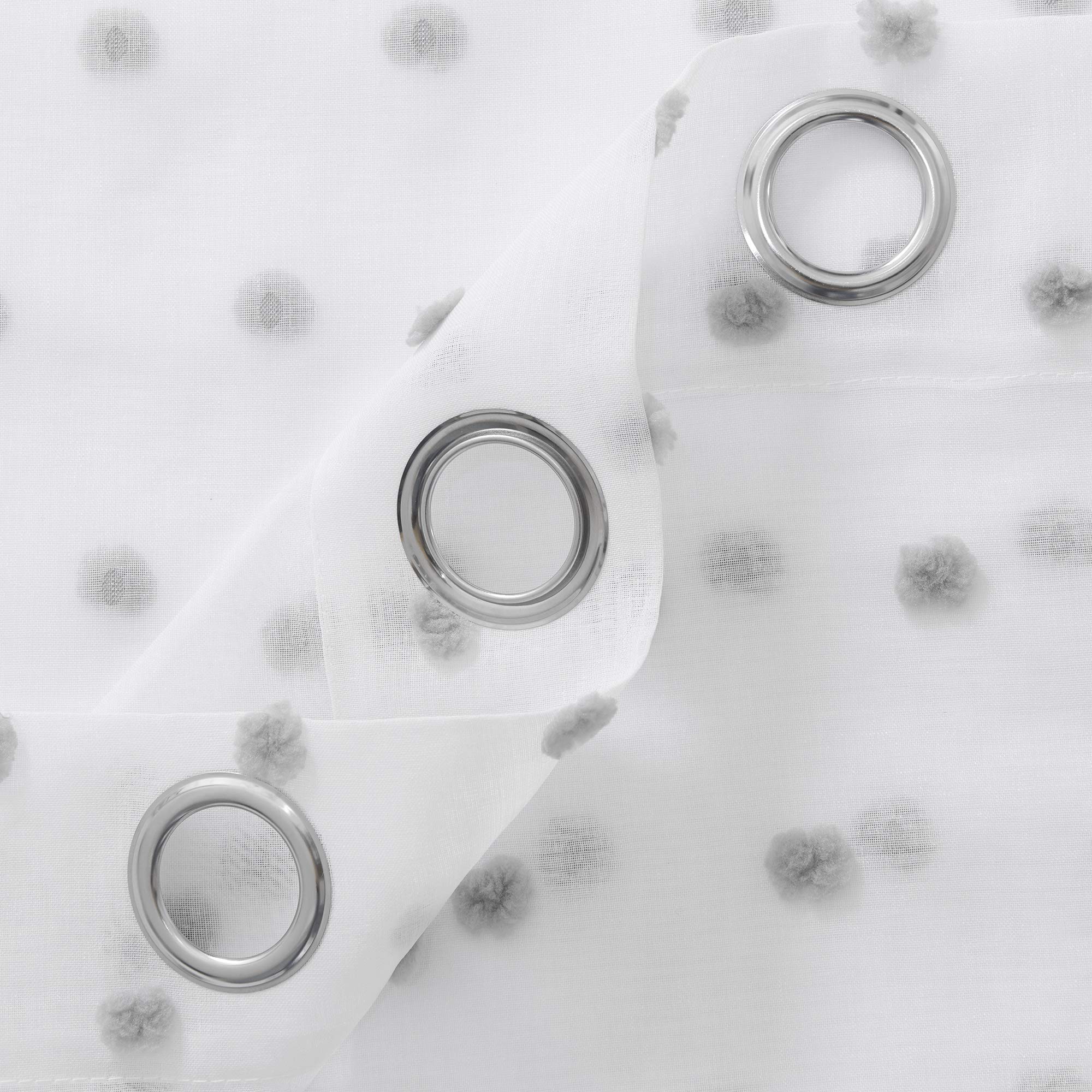 Tende In Voile Jacquard Moderno Con Occhielli 140x138cm - 2 Pannelli Grigio Per Salotto E Camera - Foto 12