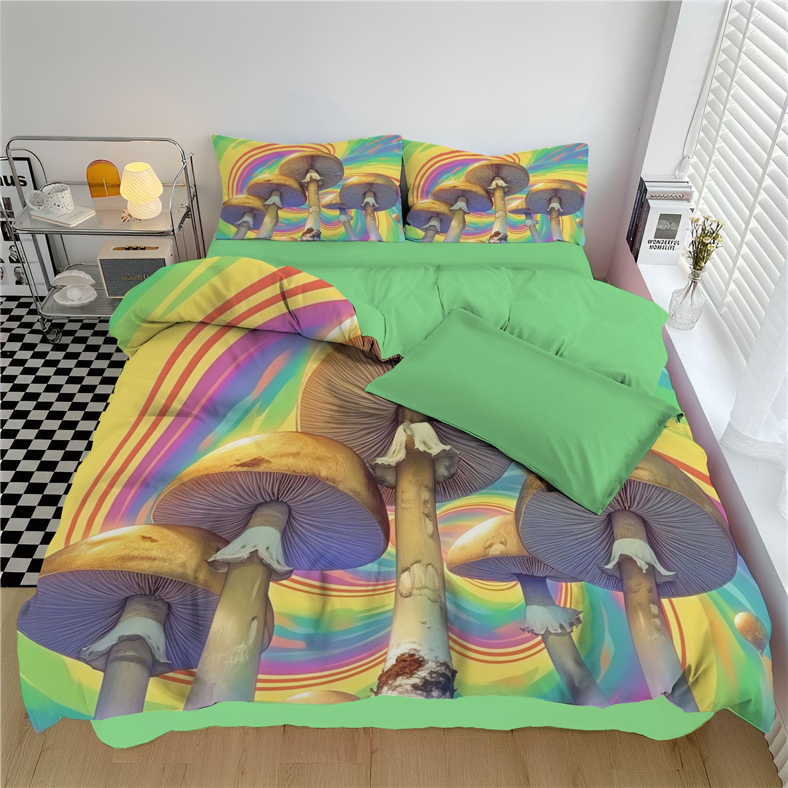 Linge de lit psychédélique en microfibre premium 220x240cm aux finitions soignées