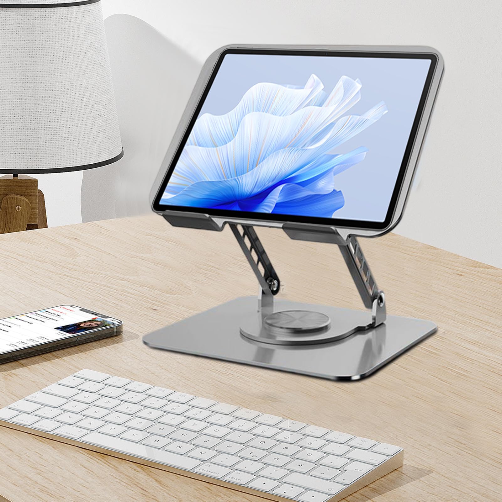 Supporto da scrivania regolabile, ergonomico in alluminio, base antiscivolo stabile, struttura pieghevole, piastra di raffreddamento ventilata, supporto per notebook per casa, camera da