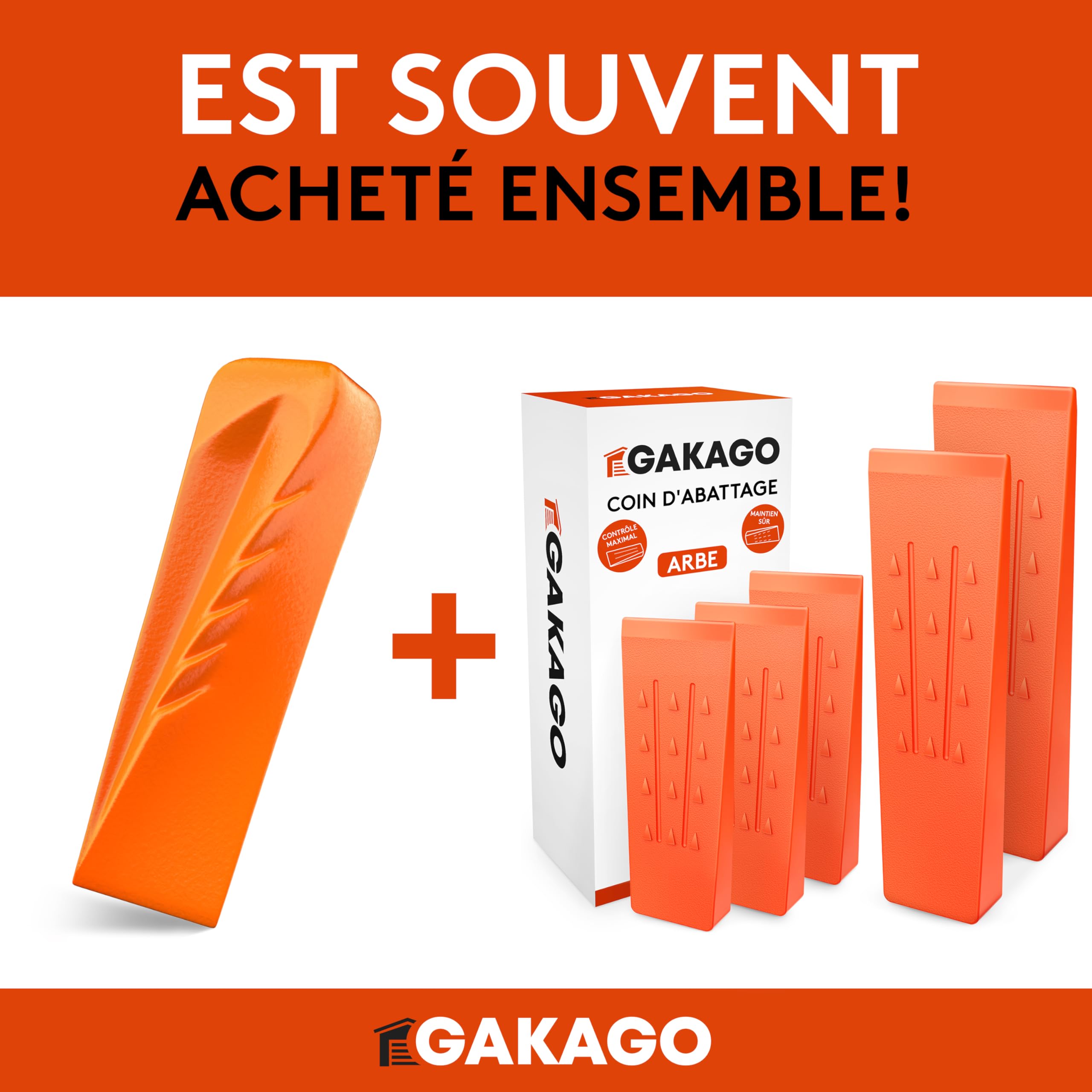 Gakago Coin à fendre pour Le Bois - Coin à fendre Rotatif Puissant avec Un Fort Effet de fendage - Coin à fendre forgé en Acier Massif de Couleur de signalisation et Surface de Frappe Large