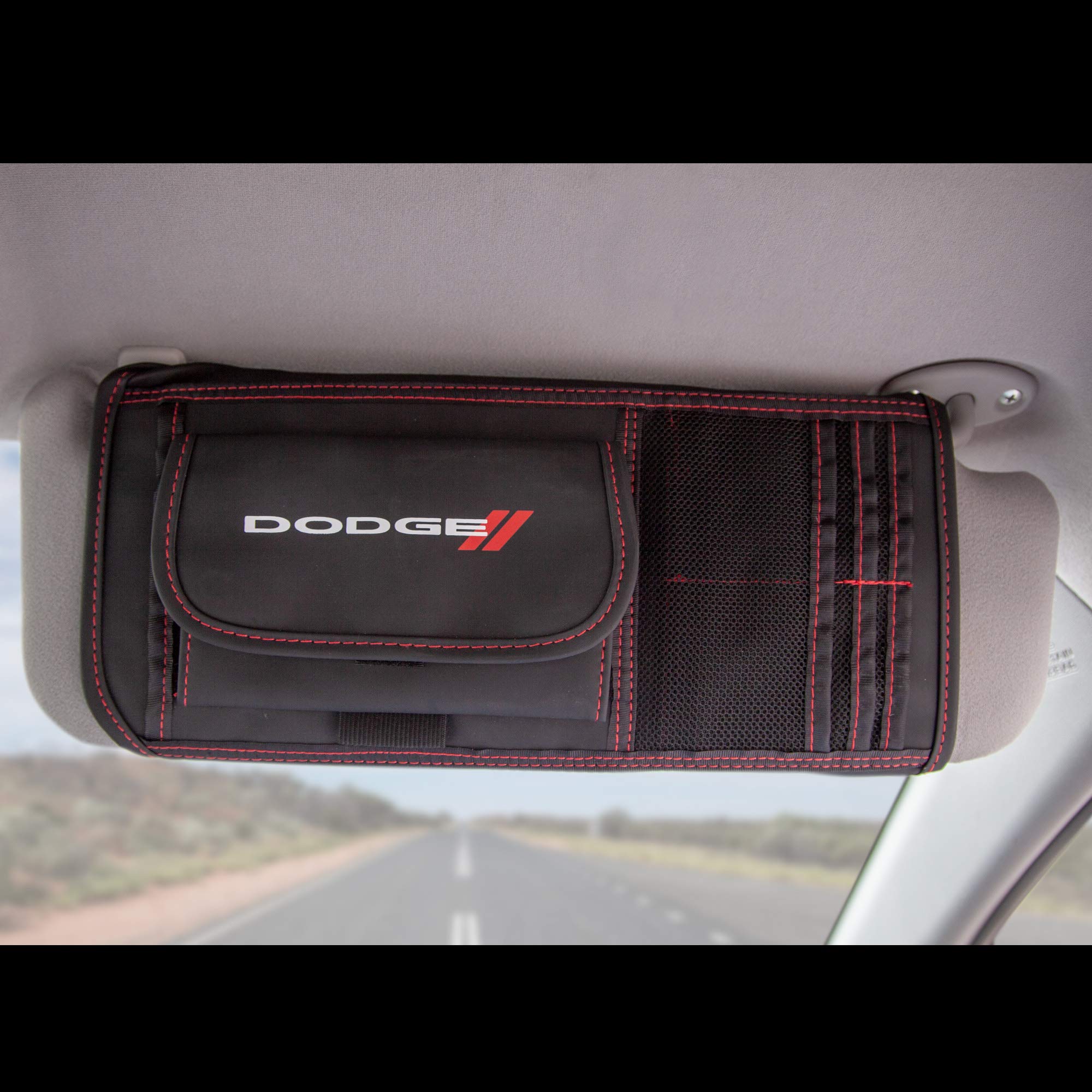Plasticolor 006193R01 Dodge Logo Car Truck or SUV Sun Visor Organizer Auto Interior Pocket Organizer Registration Document Holder — view 2