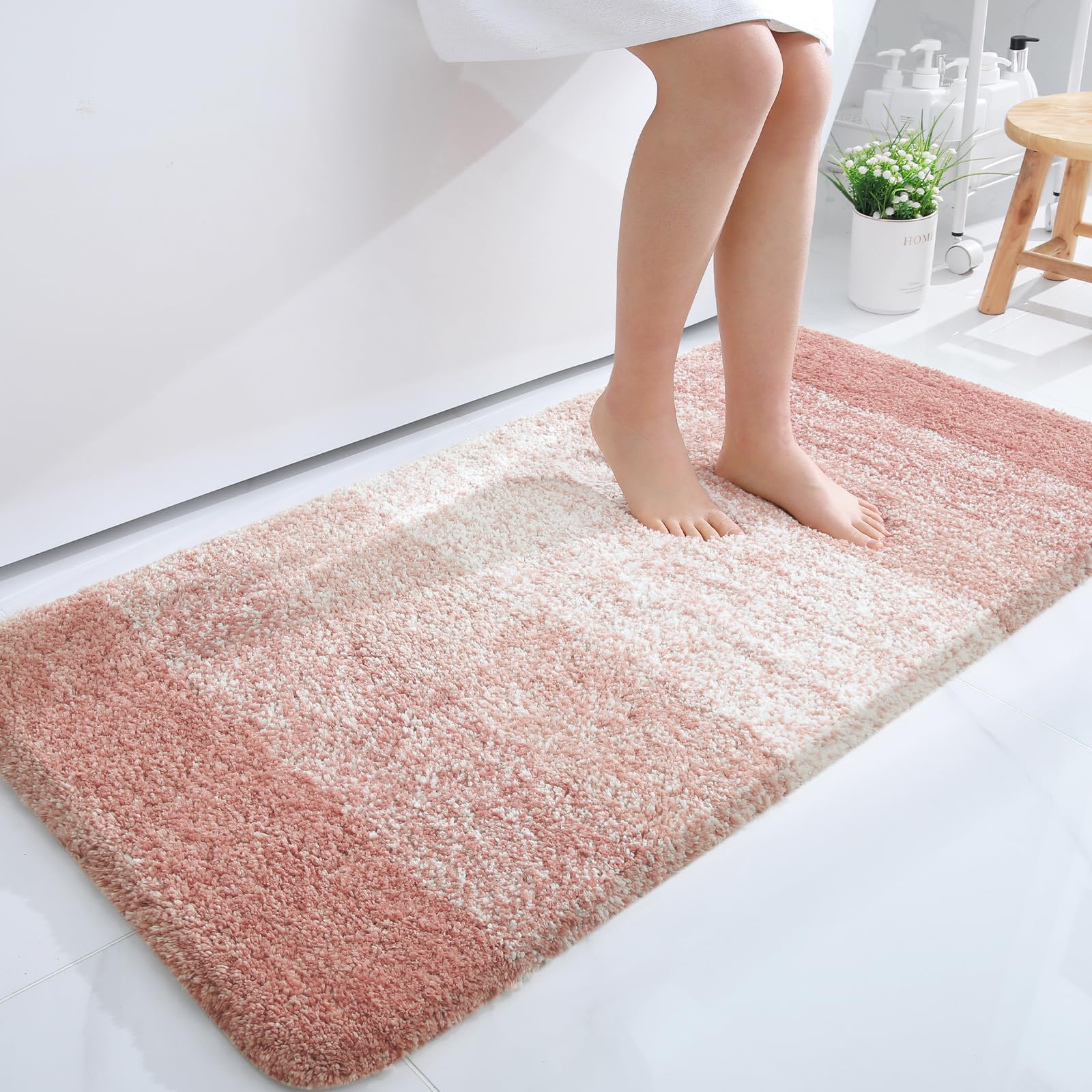 OLANLY Bathroom Runner Rug 47x24, Extra Soft Absorbent Microfiber Bath Rugs
